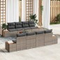 vidaXL Set Divano da Giardino 9 Pezzi con Cuscini Grigio in Rattan Sintetico