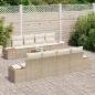 vidaXL Set di divani da giardino 9 pezzi con cuscini beige in rattan sintetico e acacia.