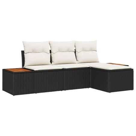 vidaXL Set Giardino 4 Pezzi con Cuscini Neri in Poly Rattan e Acacia