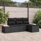 vidaXL Set da Giardino 4 Pezzi con Cuscini in Rattan Sintetico Nero e Acacia.