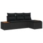 vidaXL Set da Giardino 4 Pezzi con Cuscini in Rattan Sintetico Nero e Acacia.