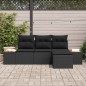 vidaXL Set da Giardino 4 Pezzi con Cuscini in Rattan Sintetico Nero e Acacia.