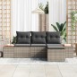 vidaXL Set da Giardino in 4 Pezzi con Cuscini Grigi in Rattan Sintetico e Acacia