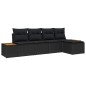 vidaXL Set da Giardino in 5 Pezzi con Cuscini in Rattan Nero e Legno di Acacia