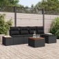 vidaXL Set da giardino con divano a 6 pezzi e cuscini in rattan nero e legno d'acacia.