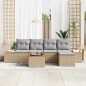 vidaXL Set divano da giardino 6 pezzi con cuscini beige in polyrattan e acacia vidaXL Set divano da giardino 6 pezzi con cuscini beige in polyrattan e acacia