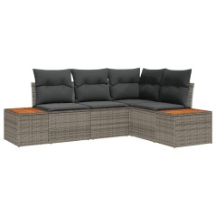 vidaXL Set divano da giardino 4 pezzi con cuscini grigi in rattan e acacia