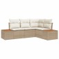 vidaXL Set Divano da Giardino , 4 Pezzi con Cuscini Beige in Rattan e Acacia