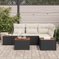 vidaXL Set giardino 5 pezzi con cuscini neri in rattan e acacia