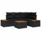 vidaXL Set di Divani da Giardino 5 Pezzi con Cuscini in Rattan Nero e Acacia