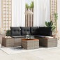 vidaXL Set Divano da Giardino 5 Pezzi con Cuscini Grigi in Polirattan e Acacia