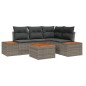 vidaXL Set Divano da Giardino 5 Pezzi con Cuscini Grigi in Polirattan e Acacia