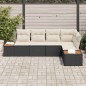 vidaXL Set da giardino 5 pezzi con cuscini in rattan nero e legno di acacia.