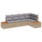 vidaXL Set da Giardino 5 Pezzi con Cuscini Beige in Rattan Sintetico e Acacia vidaXL Set da Giardino 5 Pezzi con Cuscini Beige in Rattan Sintetico e Acacia