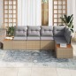 vidaXL Set da Giardino 5 Pezzi con Cuscini Beige in Rattan Sintetico e Acacia vidaXL Set da Giardino 5 Pezzi con Cuscini Beige in Rattan Sintetico e Acacia