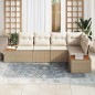 vidaXL Set divano da giardino 5 pezzi con cuscini beige in rattan sintetico e legno d'acacia