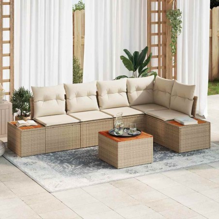 vidaXL Set di divani da giardino in 6 pezzi con cuscini beige