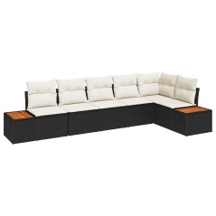 vidaXL Set da giardino 6 pezzi di con cuscini in rattan sintetico nero.