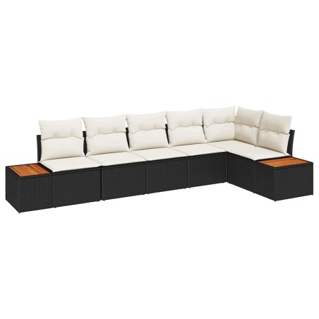 vidaXL Set da giardino 6 pezzi di con cuscini in rattan sintetico nero.