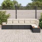 vidaXL Set da giardino 6 pezzi di con cuscini in rattan sintetico nero.