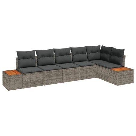 vidaXL Set divano da giardino 6 pezzi con cuscini grigi in rattan e legno d'acacia