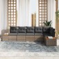 vidaXL Set divano da giardino 6 pezzi con cuscini grigi in rattan e legno d'acacia