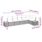 vidaXL Set divano da giardino 6 pezzi con cuscini grigi in rattan e legno d'acacia