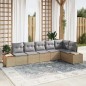 vidaXL Set di divani da giardino vitaXL 6 pezzi con cuscini beige in rattan sintetico e acacia vidaXL Set di divani da giardino vitaXL 6 pezzi con cuscini beige in rattan sintetico e acacia