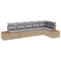vidaXL Set di divani da giardino vitaXL 6 pezzi con cuscini beige in rattan sintetico e acacia vidaXL Set di divani da giardino vitaXL 6 pezzi con cuscini beige in rattan sintetico e acacia