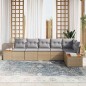 vidaXL Set di divani da giardino vitaXL 6 pezzi con cuscini beige in rattan sintetico e acacia vidaXL Set di divani da giardino vitaXL 6 pezzi con cuscini beige in rattan sintetico e acacia