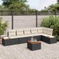 vidaXL Set da giardino 7 pezzi con cuscini in rattan sintetico nero e legno di acacia