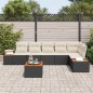 vidaXL Set da giardino 7 pezzi con cuscini in rattan sintetico nero e legno di acacia
