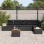 vidaXL Set di divano da giardino 7 pezzi con cuscini in rattan sintetico nero e legno di acacia
