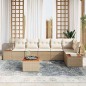 vidaXL Set da giardino in rattan beige con cuscini, 7 pezzi vidaXL Set da giardino in rattan beige con cuscini, 7 pezzi