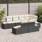 vidaXL Set da giardino con 7 pezzi e cuscini in rattan nero e acacia