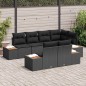vidaXL Set di divano da giardino 7 pezzi con cuscini in rattan sintetico nero e legno di acacia.