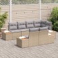 vidaXL Set di divani da giardino da 7 pezzi con cuscini beige in rattan sintetico e legno di acacia