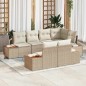 vidaXL Set di divani da giardino da 7 pezzi con cuscini in rattan poliestere beige e struttura in acacia.