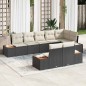 vidaXL Set da giardino 8 pezzi con cuscini - Rattan sintetico nero e legno d'acacia