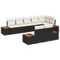 vidaXL Set da giardino 8 pezzi con cuscini - Rattan sintetico nero e legno d'acacia