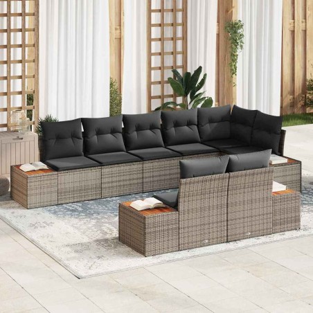 vidaXL Set di divani da giardino a 8 pezzi con cuscini - Grigio in rattan sintetico e acacia