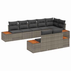 vidaXL Set di divani da giardino a 8 pezzi con cuscini - Grigio in rattan sintetico e acacia