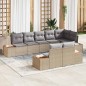 vidaXL Set di divani da giardino da 8 pezzi con cuscini in rattan polipropilene beige e acacia