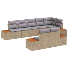 vidaXL Set di divani da giardino da 8 pezzi con cuscini in rattan polipropilene beige e acacia
