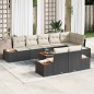 vidaXL Set da giardino 9 pezzi con cuscini – Rattan nero e legno di acacia