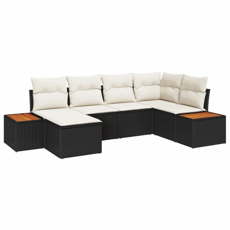 vidaXL Set Giardino 6 Pezzi con Cuscini in Rattan Nero e Acacia