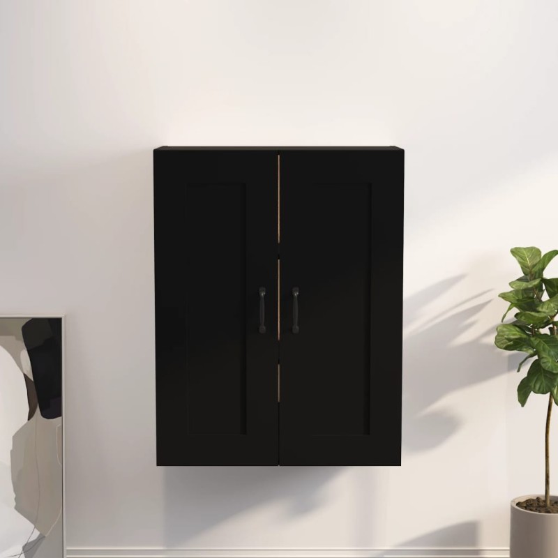 Armadietto Pensile a Parete Nero 69,5x32,5x90 cm Armadietto Pensile a Parete Nero 69,5x32,5x90 cm