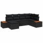 vidaXL Set Divano da Giardino 6 Pezzi con Cuscini Nero Polyrattan Acacia