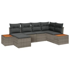 vidaXL Set di divani da giardino a 6 pezzi con cuscini in rattan grigio e legno di acacia.