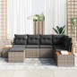 vidaXL Set di divani da giardino a 6 pezzi con cuscini in rattan grigio e legno di acacia.